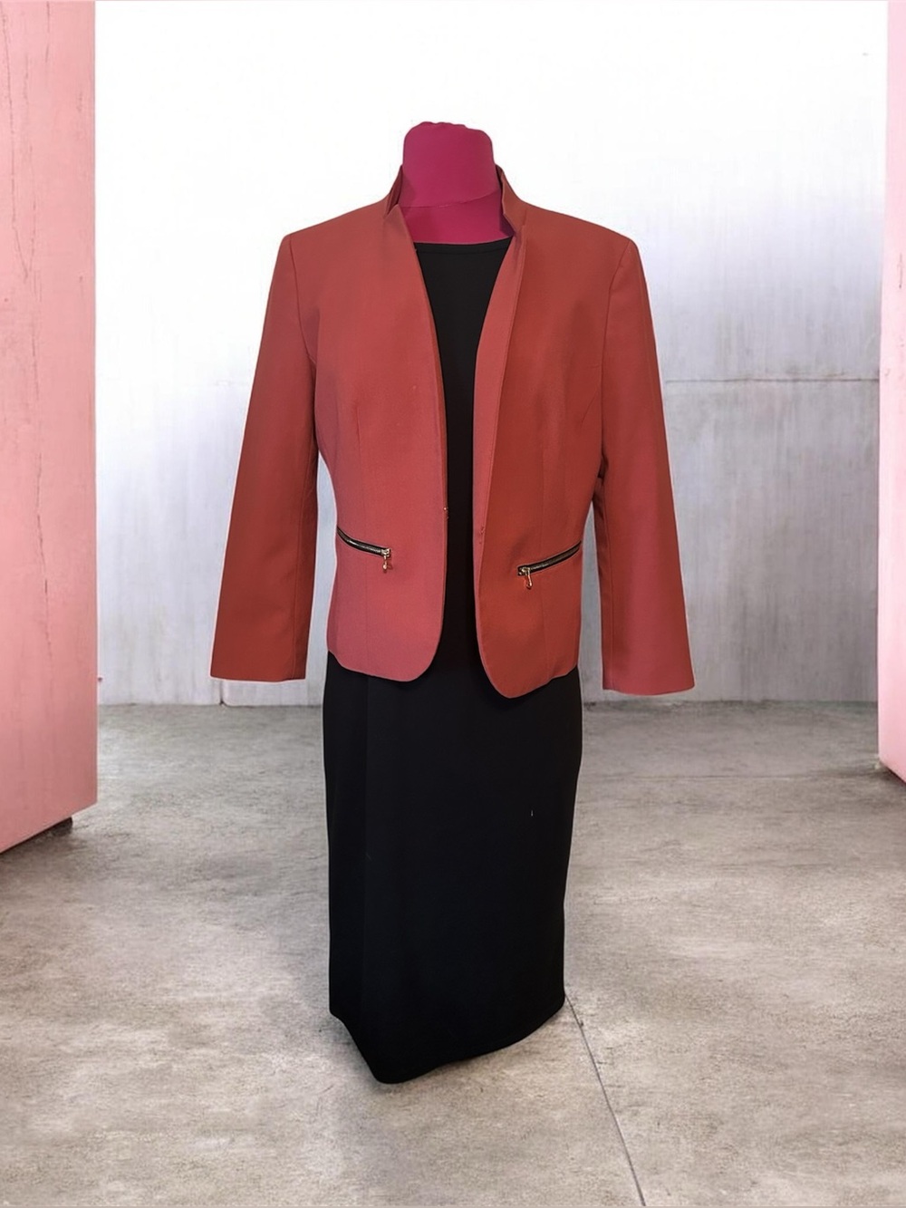 Nine West Rust Open-Front Blazer Jacket